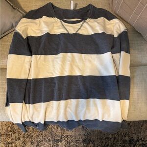Z Supply Striped Crew Neck Sweater in Navy and Cream